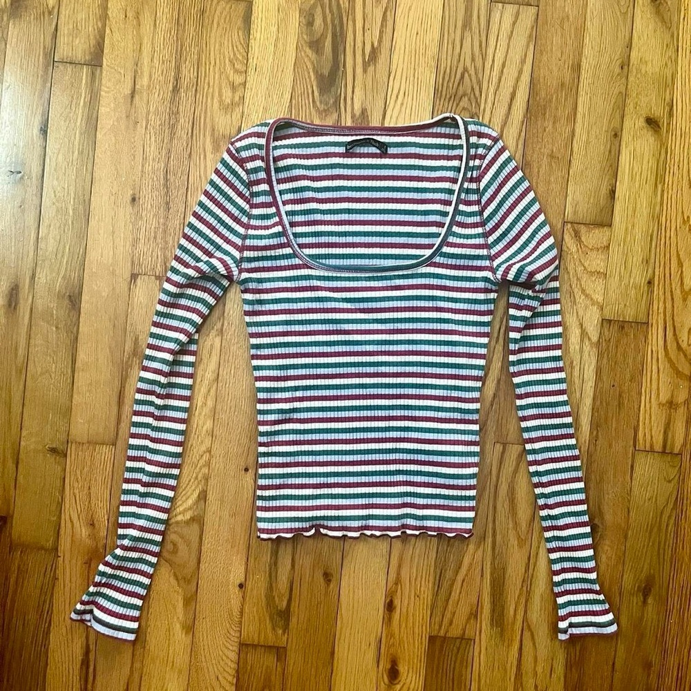 Abercrombie Striped Long Sleeve Ribbed Top